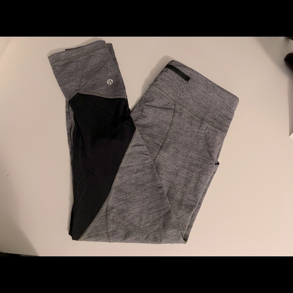 lululemon pace rival high-rise crop leggings 6 space gray black 22”
